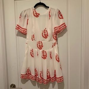 Tularosa White & Red Patterned Floral Print Dress